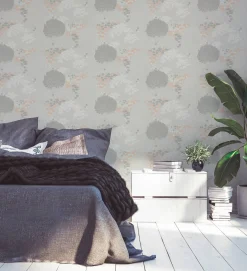 Vliestapete Dschungel Floral Wald Grau Weiß 39350-1