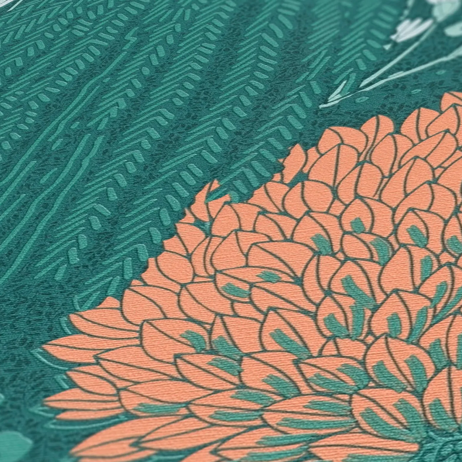 Vliestapete Dschungel Floral Wald Grün Orange 39350-3