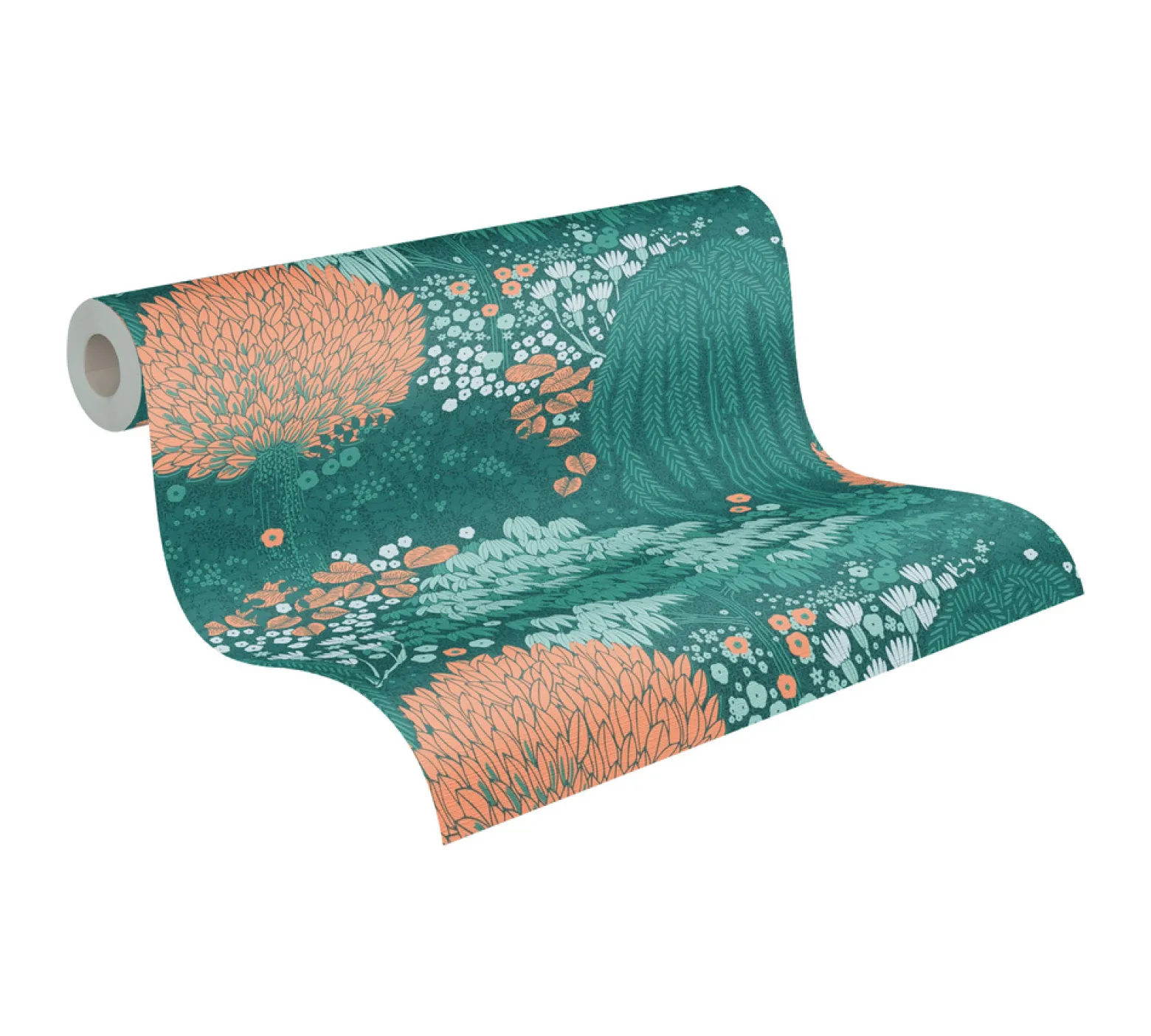 Vliestapete Dschungel Floral Wald Grün Orange 39350-3