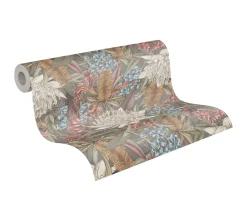 Vliestapete Dschungel Floral Grau Rosa Grün 39428-3