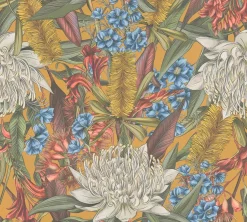 Vliestapete Dschungel Floral Gelb Grün Weiß 39428-4