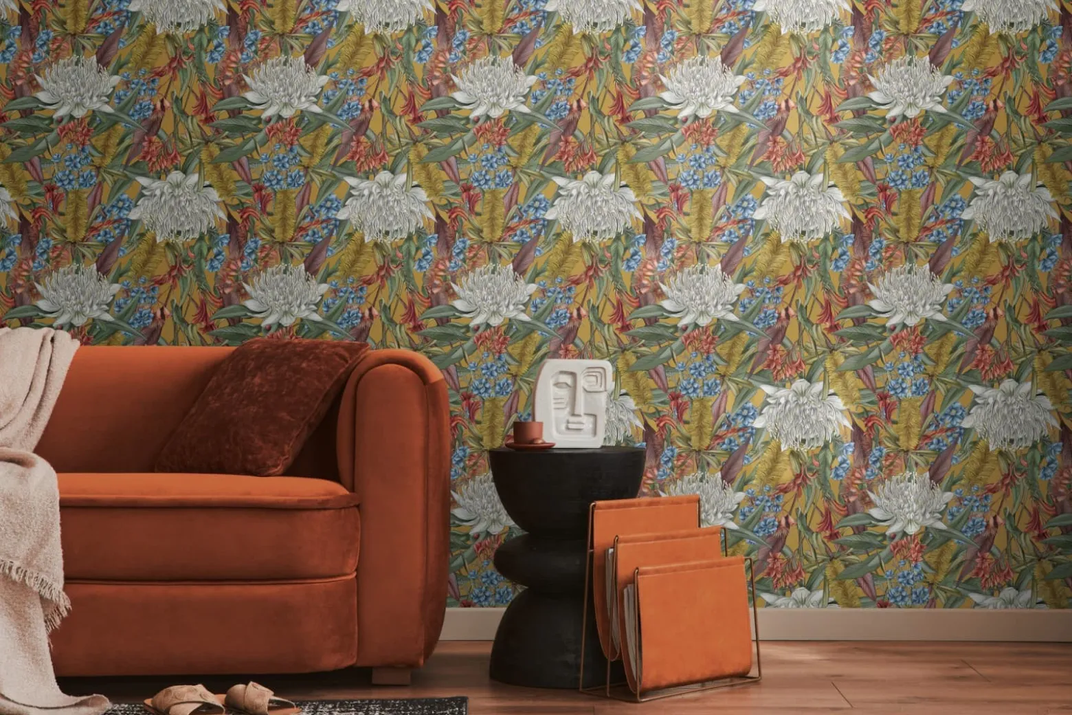 Vliestapete Dschungel Floral Gelb Grün Weiß 39428-4