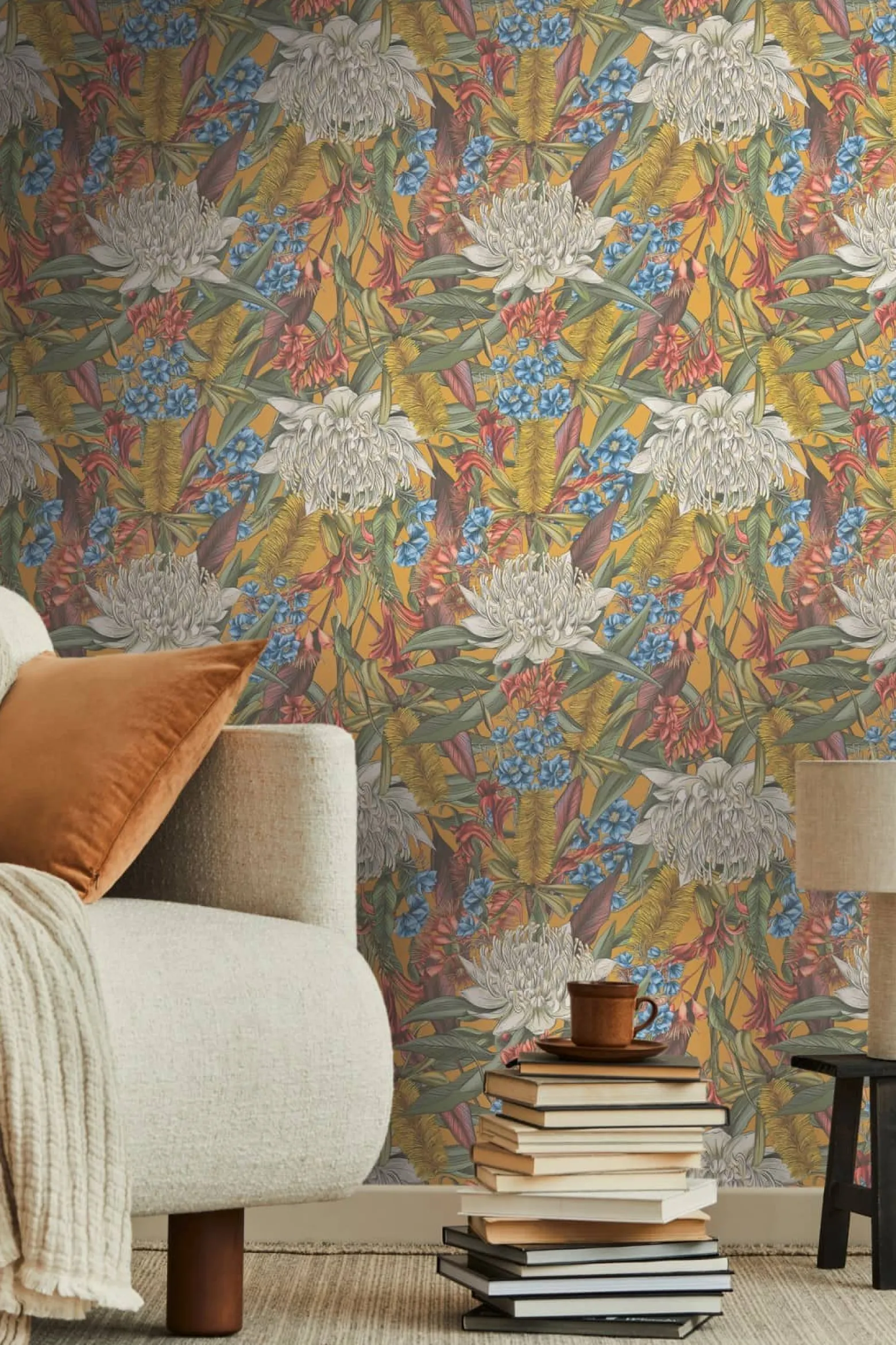 Vliestapete Dschungel Floral Gelb Grün Weiß 39428-4
