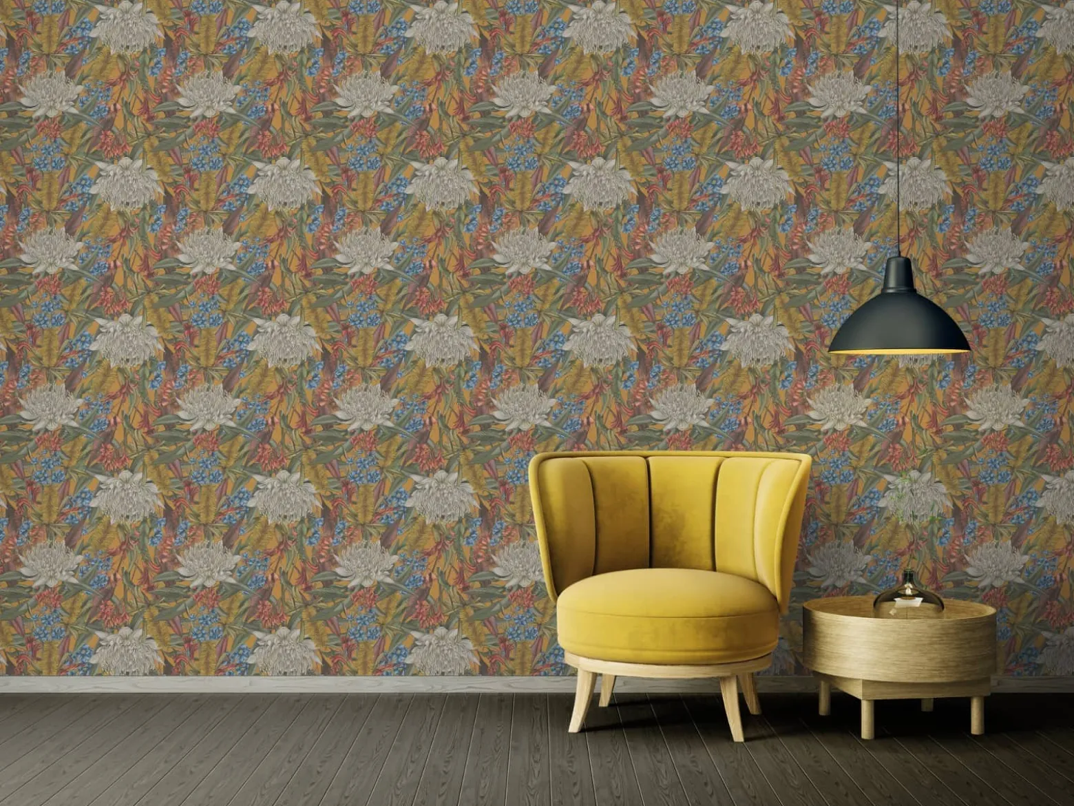 Vliestapete Dschungel Floral Gelb Grün Weiß 39428-4