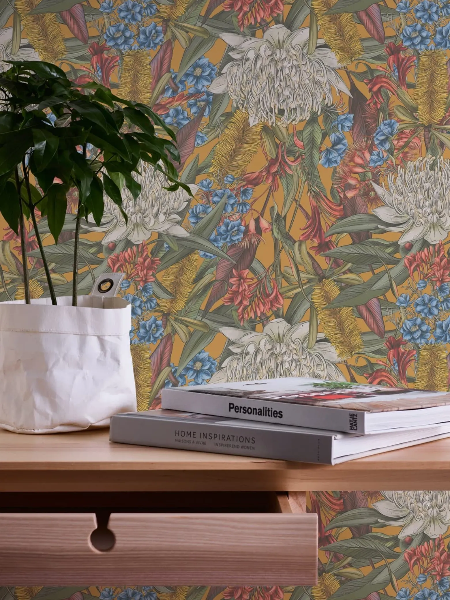 Vliestapete Dschungel Floral Gelb Grün Weiß 39428-4