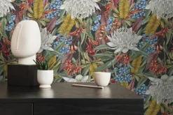 Vliestapete Dschungel Floral Schwarz Grün 39428-2