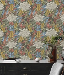Vliestapete Dschungel Floral Schwarz Grün 39428-2