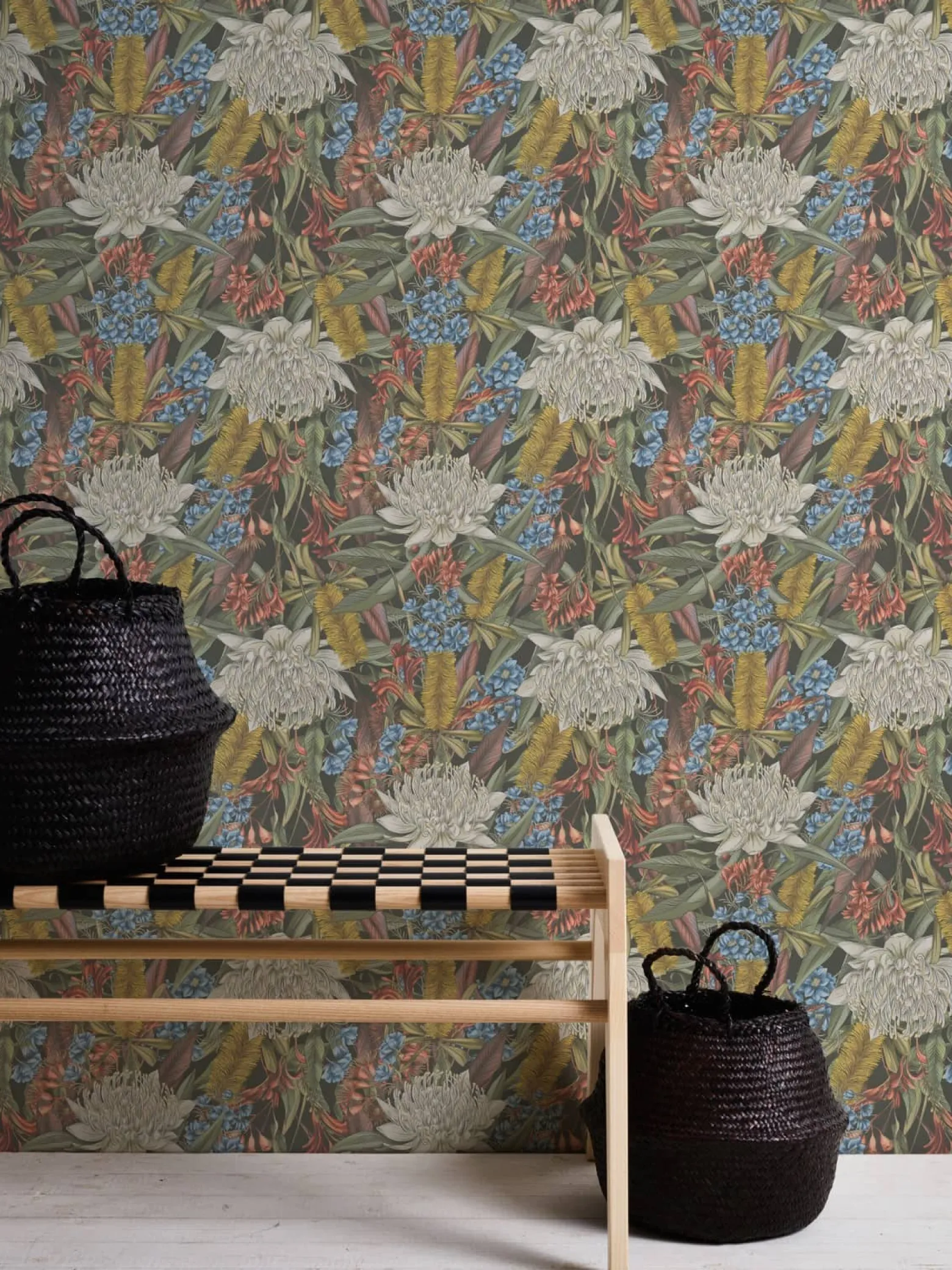 Vliestapete Dschungel Floral Schwarz Grün 39428-2