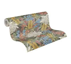 Vliestapete Dschungel Floral Schwarz Grün 39428-2