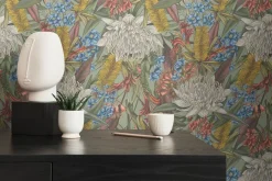 Vliestapete Dschungel Floral Grün Rot Blau 39428-1