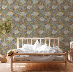 Vliestapete Dschungel Floral Grün Rot Blau 39428-1
