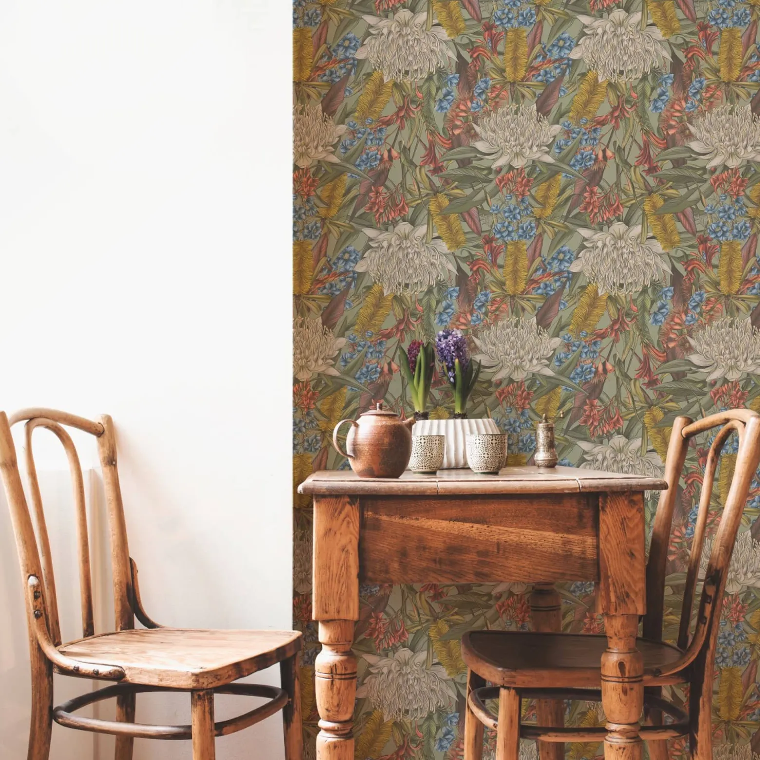 Vliestapete Dschungel Floral Grün Rot Blau 39428-1