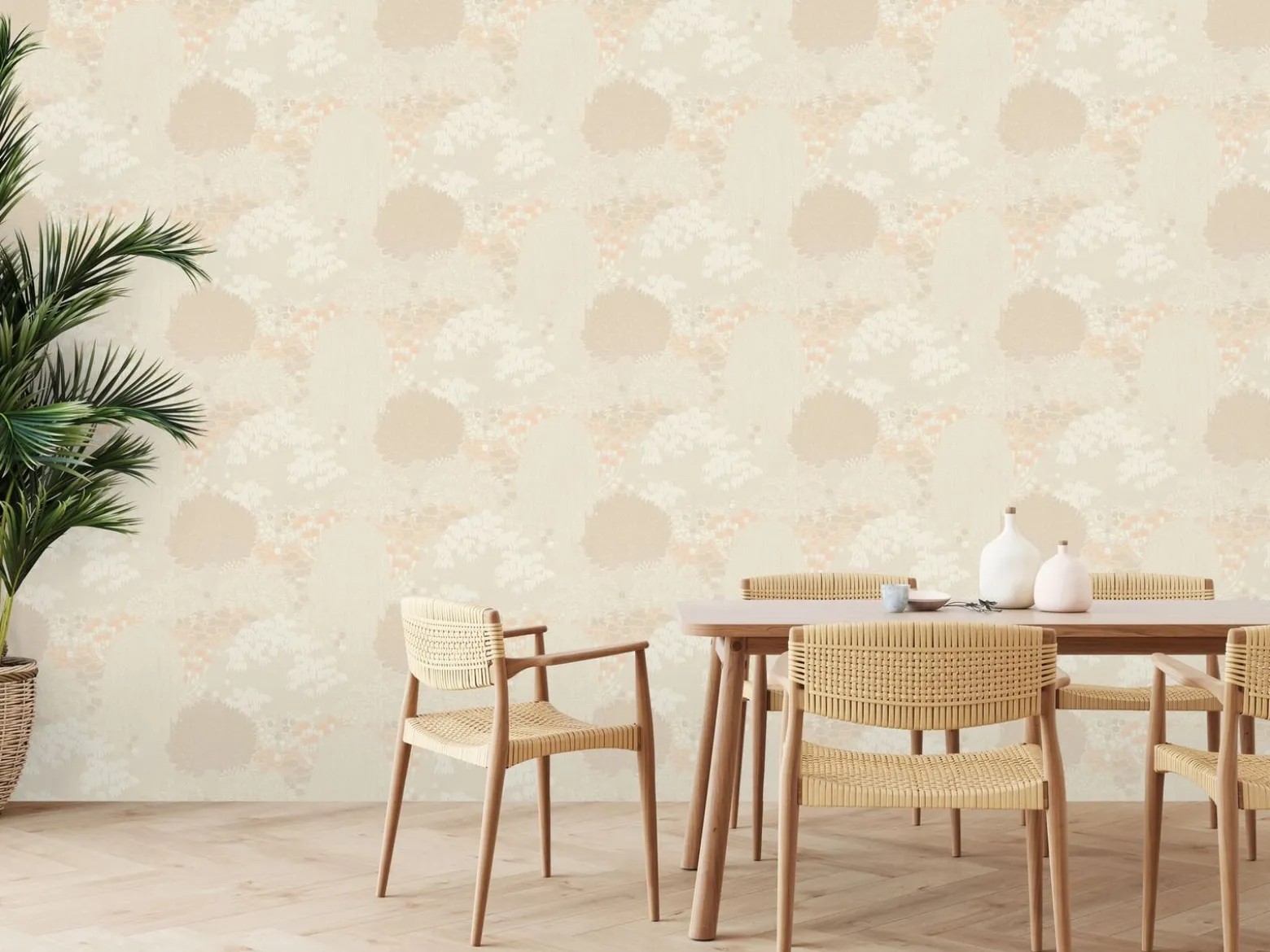 Vliestapete Dschungel Floral Wald Beige Creme 39350-2