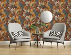Vliestapete Dschungel Motiv Rot Orange Blau 39096-1