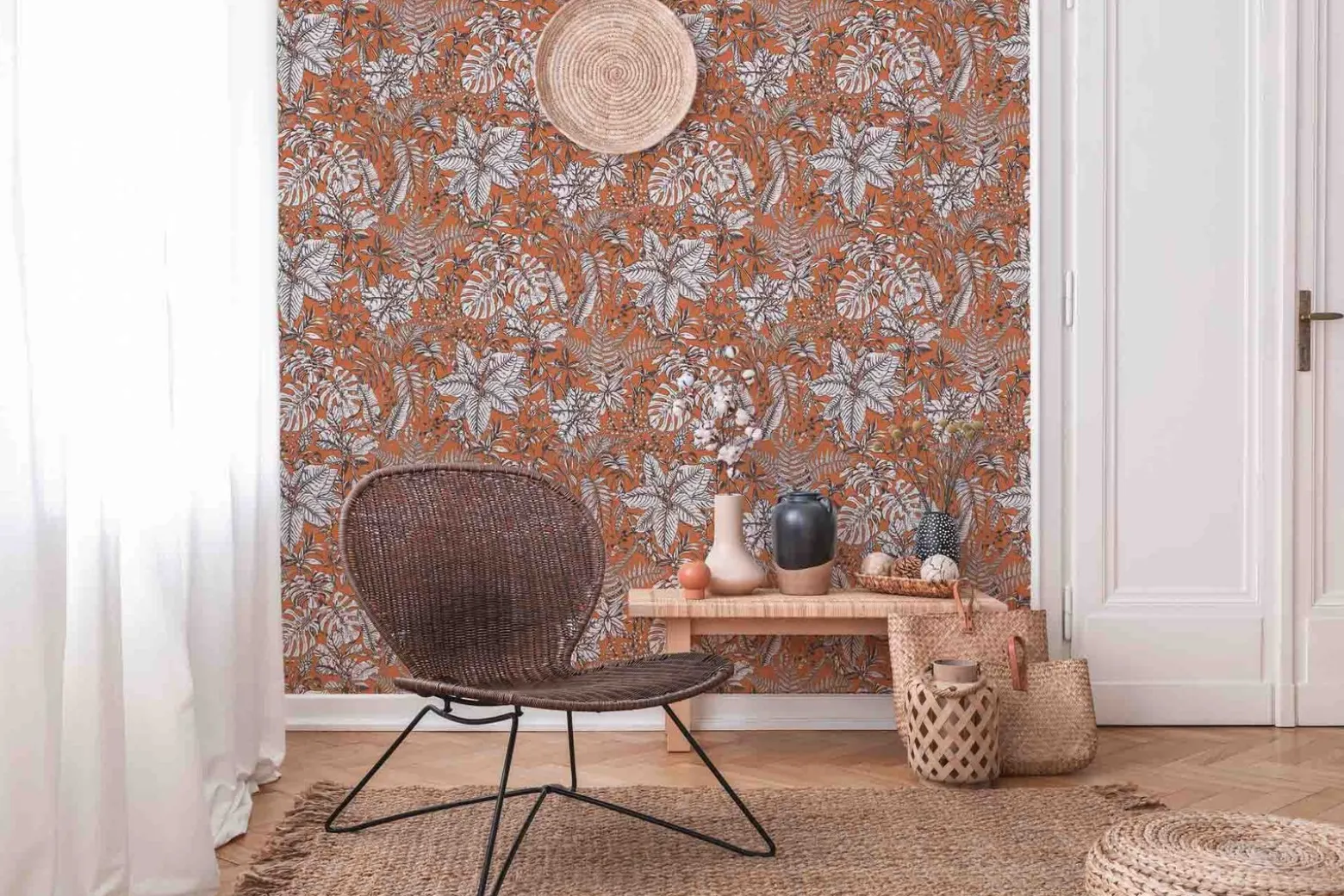 Vliestapete Dschungel orange weiß braun 37520-4