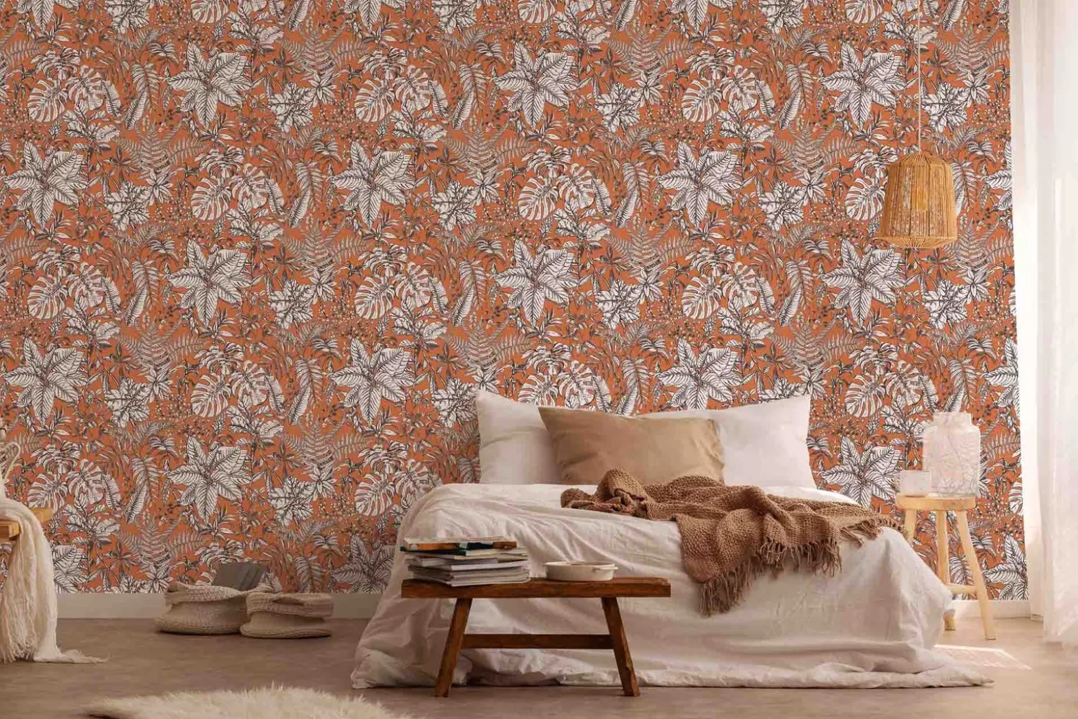 Vliestapete Dschungel orange weiß braun 37520-4