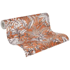 Vliestapete Dschungel orange weiß braun 37520-4