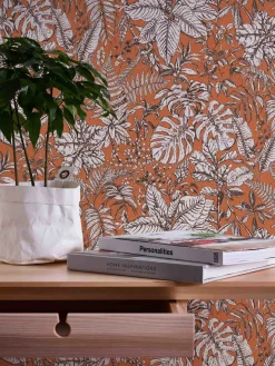 Vliestapete Dschungel orange weiß braun 37520-4