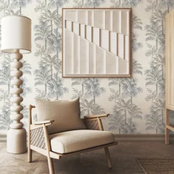 Vliestapete Dschungel Palmen Beige Grau 82455