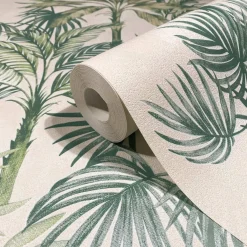 Vliestapete Dschungel Palmen Beige Grün 82456