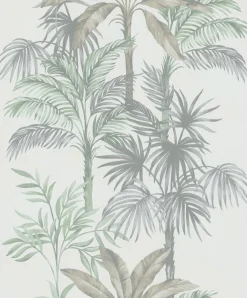 Vliestapete Dschungel Palmen Beige Grün Grau 82457