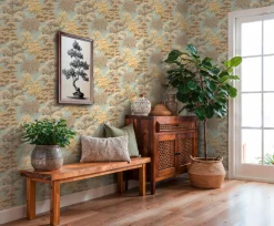 Vliestapete Dschungel Tropisch Blau Beige 79161-4