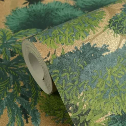 Vliestapete Dschungel Tropisch Grün Gold Metallic 79161-2