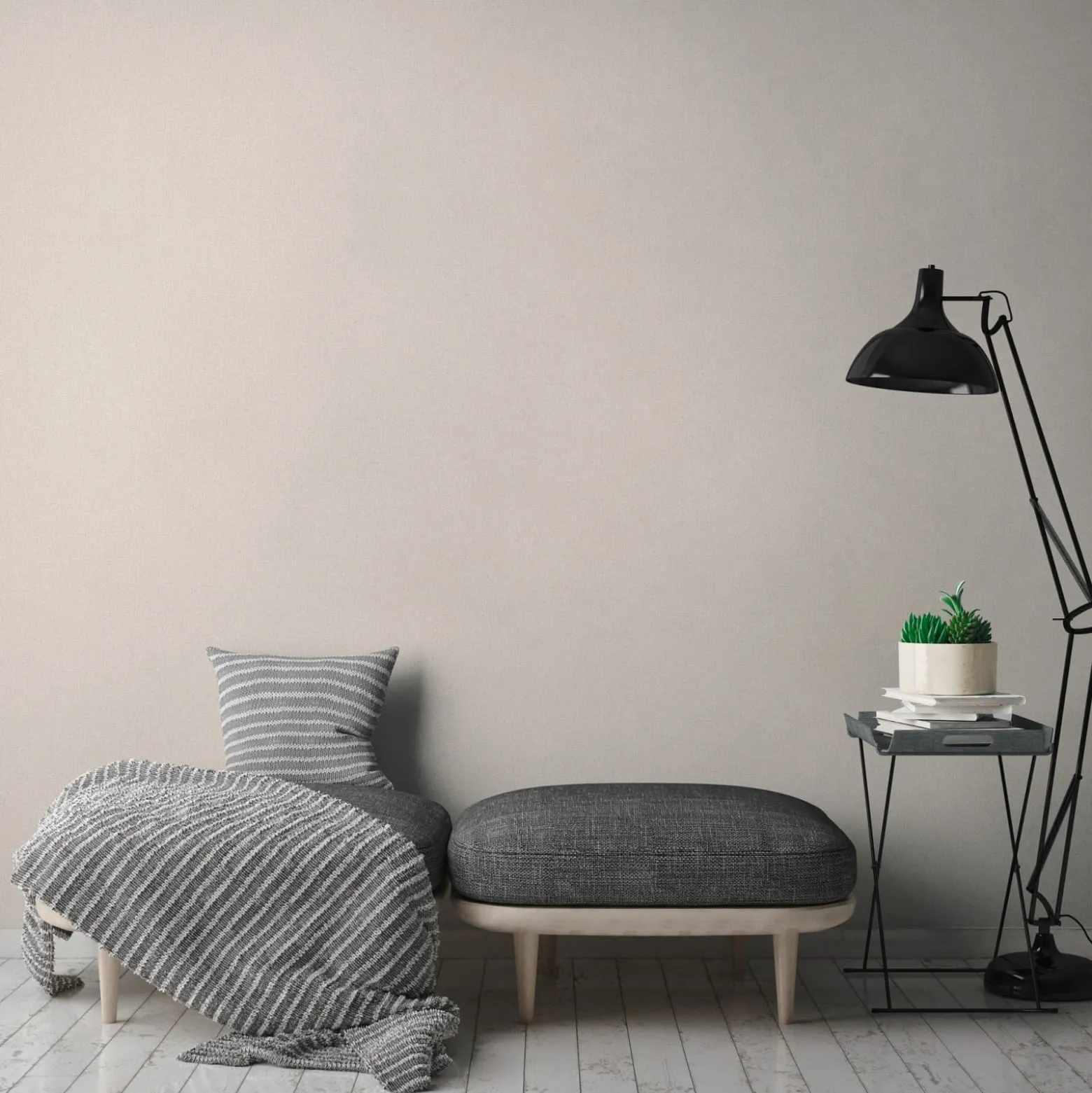 Vliestapete Einfarbig Leinenoptik Beige Creme 39039-4