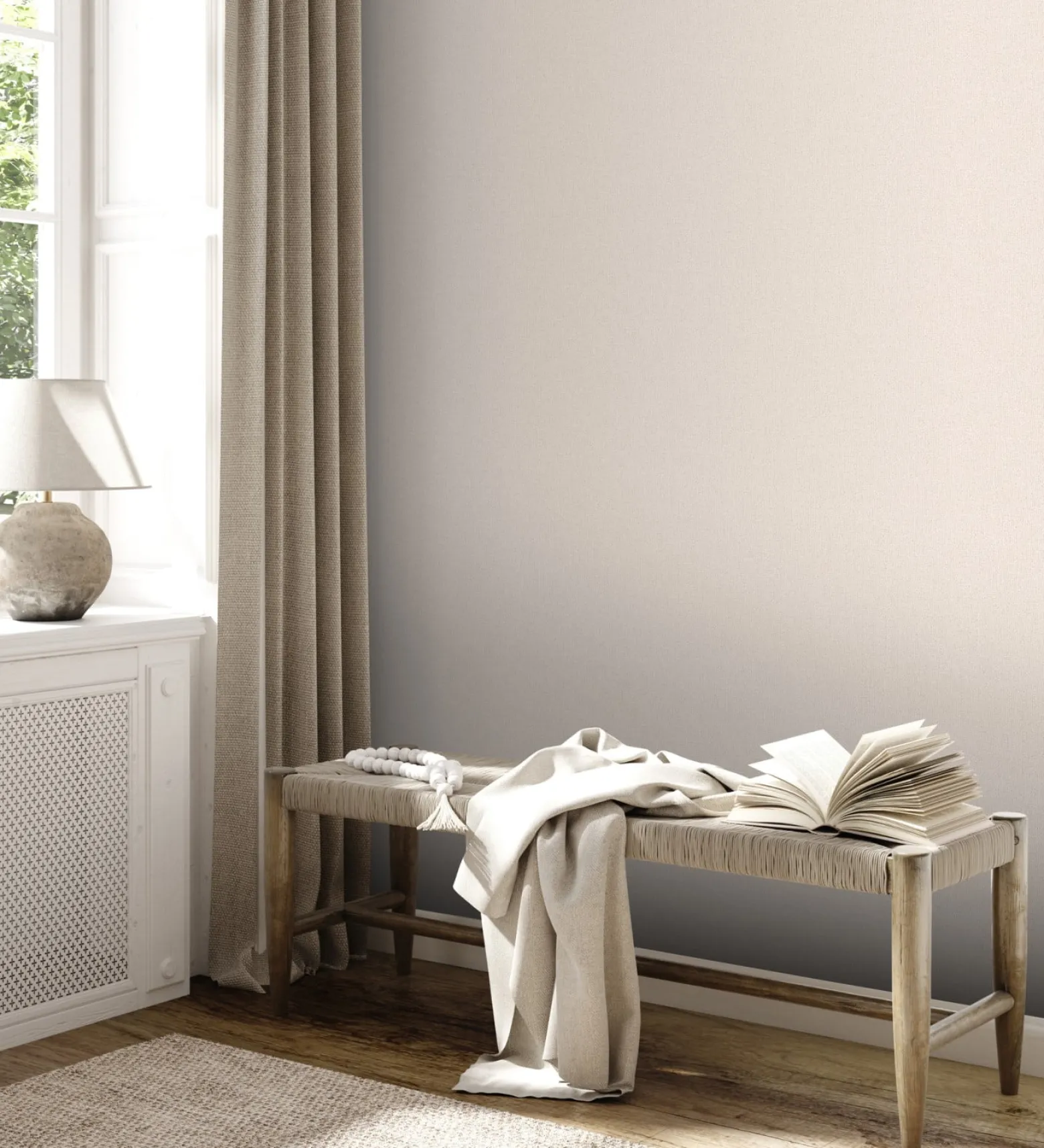 Vliestapete Einfarbig Leinenoptik Beige Creme 39039-4