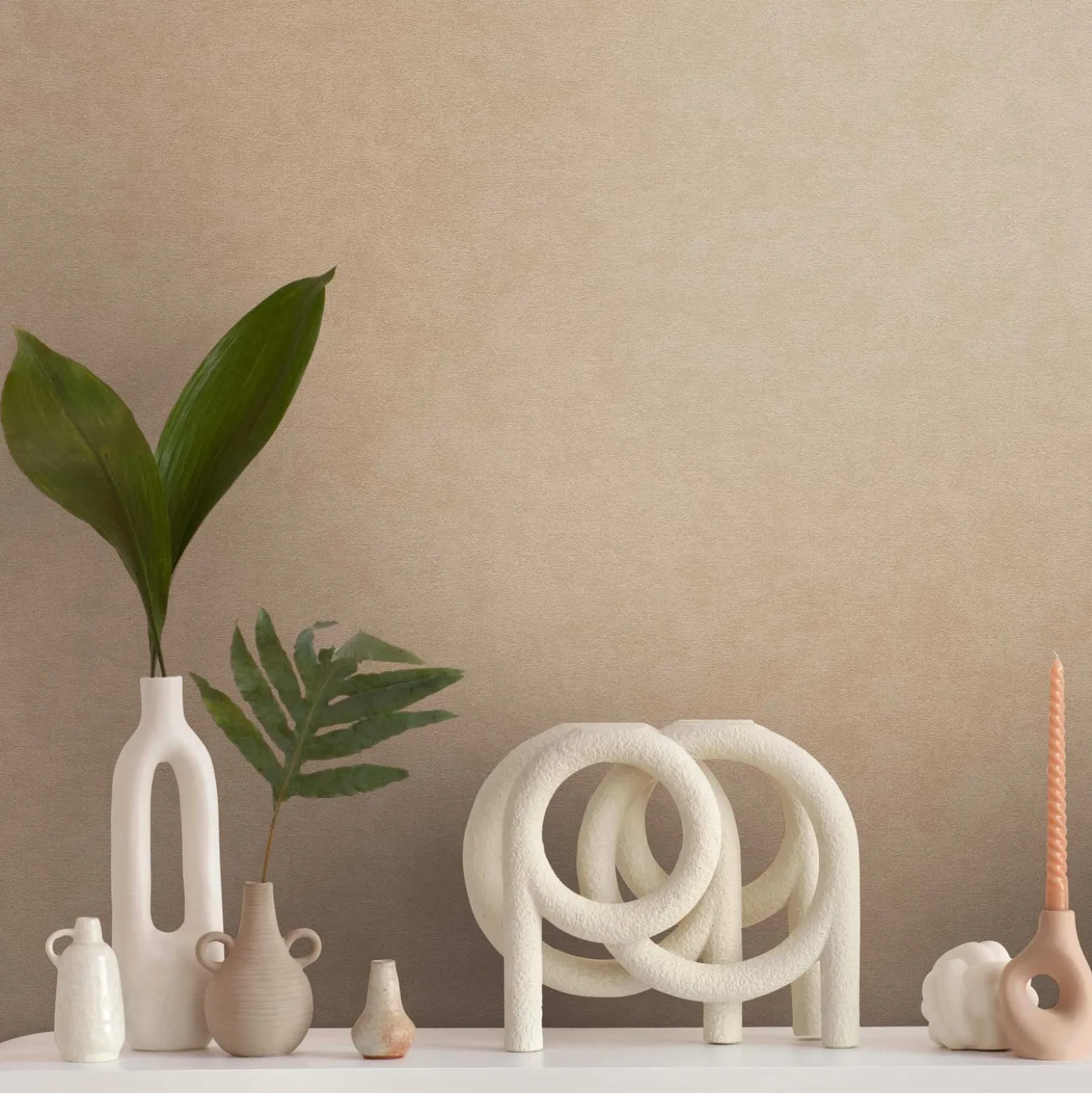 Vliestapete Einfarbig Meliert Modern Beige 39938-6