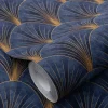 Vliestapete Elle Art Deco Blau Gold Metallic 10451-08