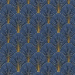 Vliestapete Elle Art Deco Blau Gold Metallic 10451-08