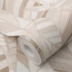 Vliestapete Elle Blätter Beige Creme Glitzer 10446-02