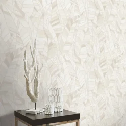 Vliestapete Elle Blätter Creme Beige Glitzer 10446-14