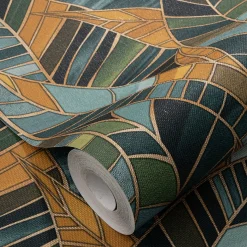 Vliestapete Elle Blätter Grün Gelb Gold Metallic 10446-19