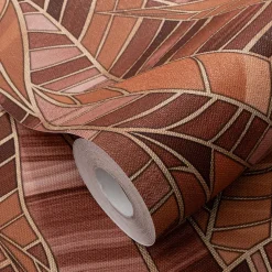 Vliestapete Elle Blätter Rot Orange Gold Metallic 10446-13
