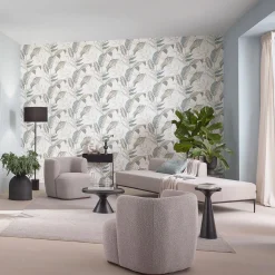 Vliestapete Elle Blätter Weiß Grün Beige 10332-07