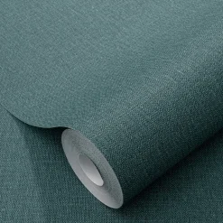 Vliestapete Elle Einfarbig Textil Optik Petrol 10444-19