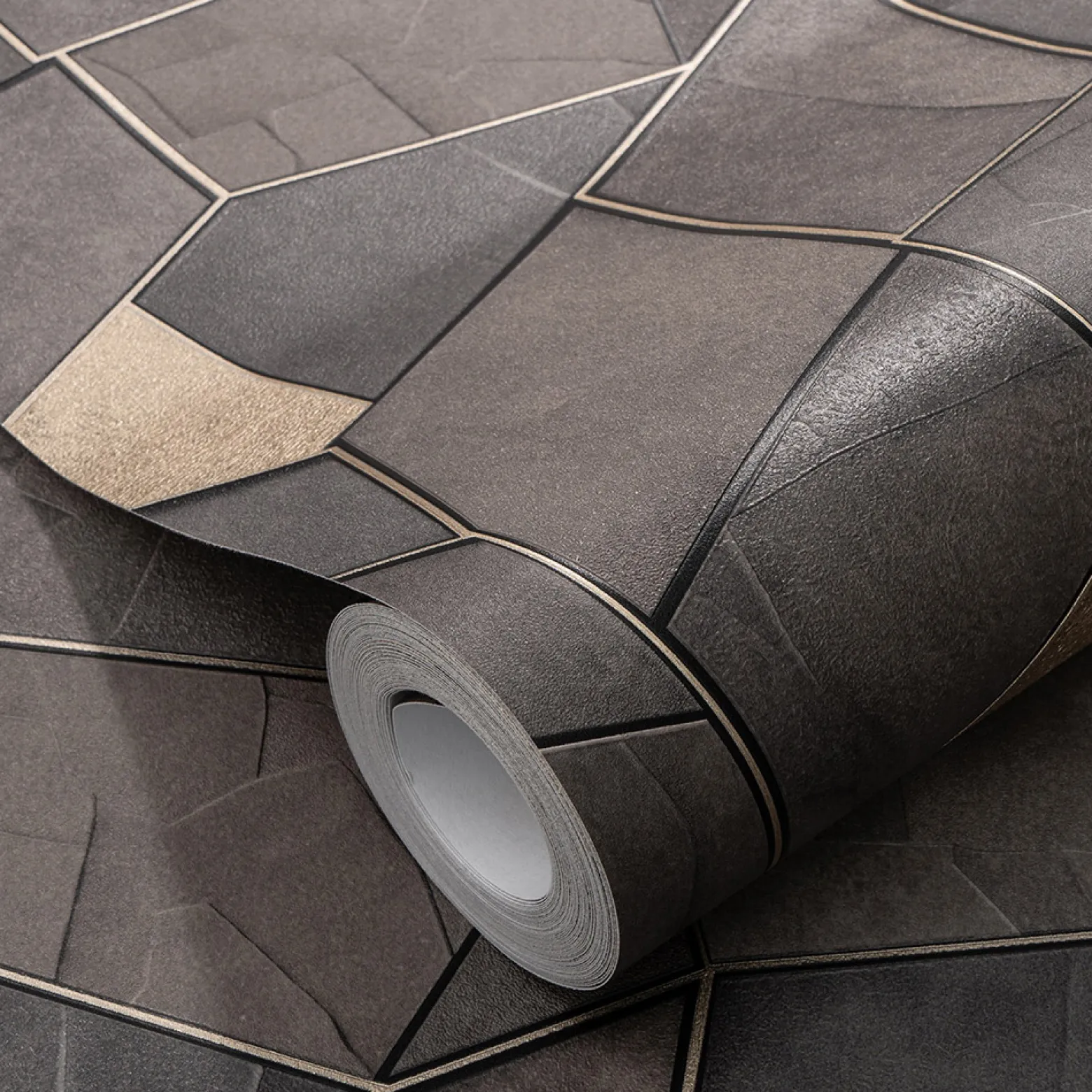 Vliestapete Elle Grafik Grau Gold Metallic 10445-37