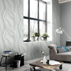 Vliestapete Elle Marmor Optik Grau Weiß Glitzer 10345-10