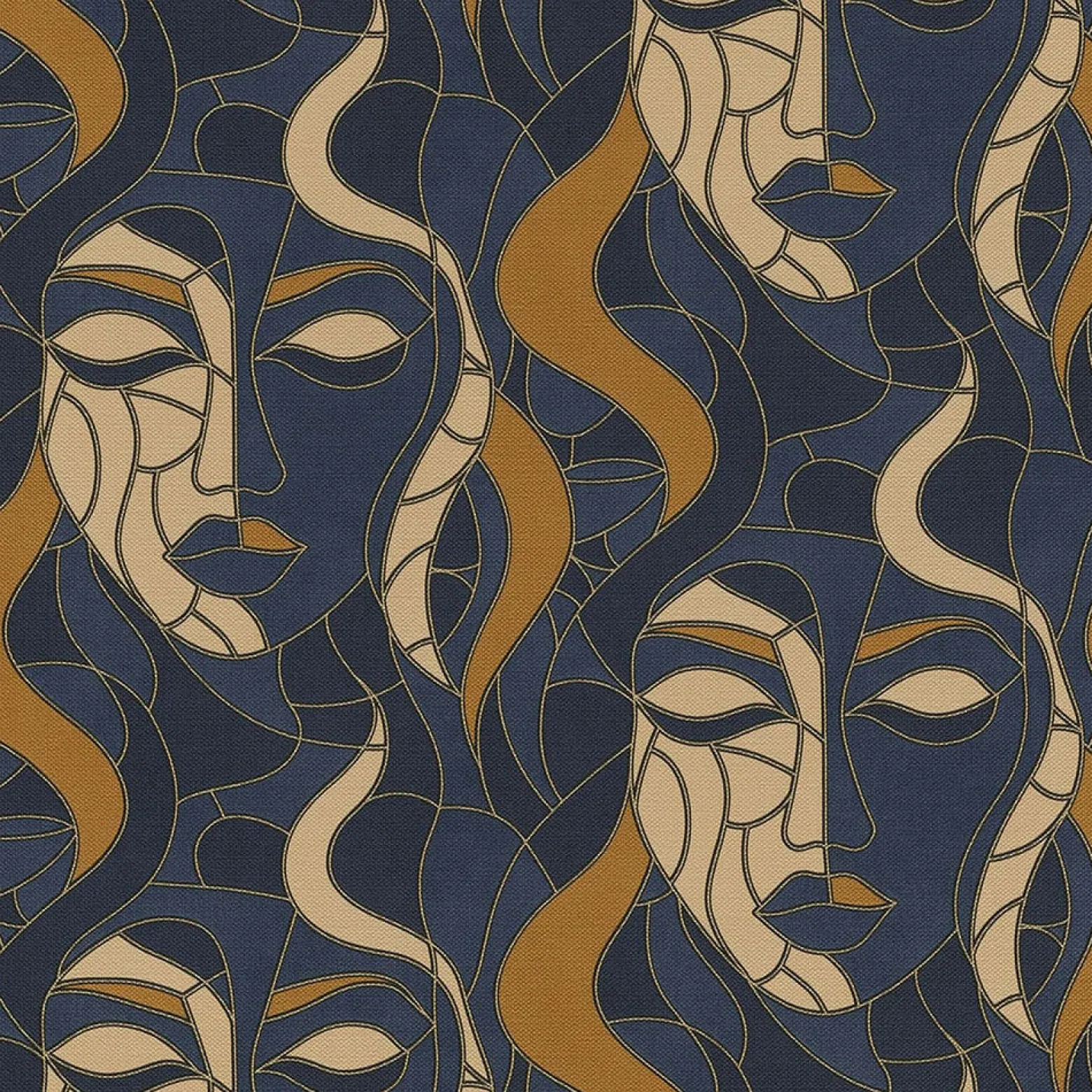 Vliestapete Elle Mosaik Blau Beige Gold Metallic 10458-08