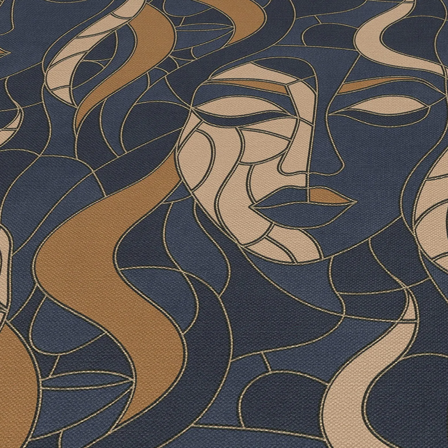 Vliestapete Elle Mosaik Blau Beige Gold Metallic 10458-08