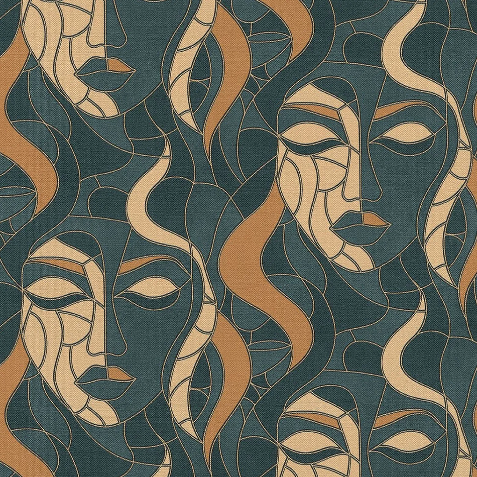 Vliestapete Elle Mosaik Grün Beige Gold Metallic 10458-19
