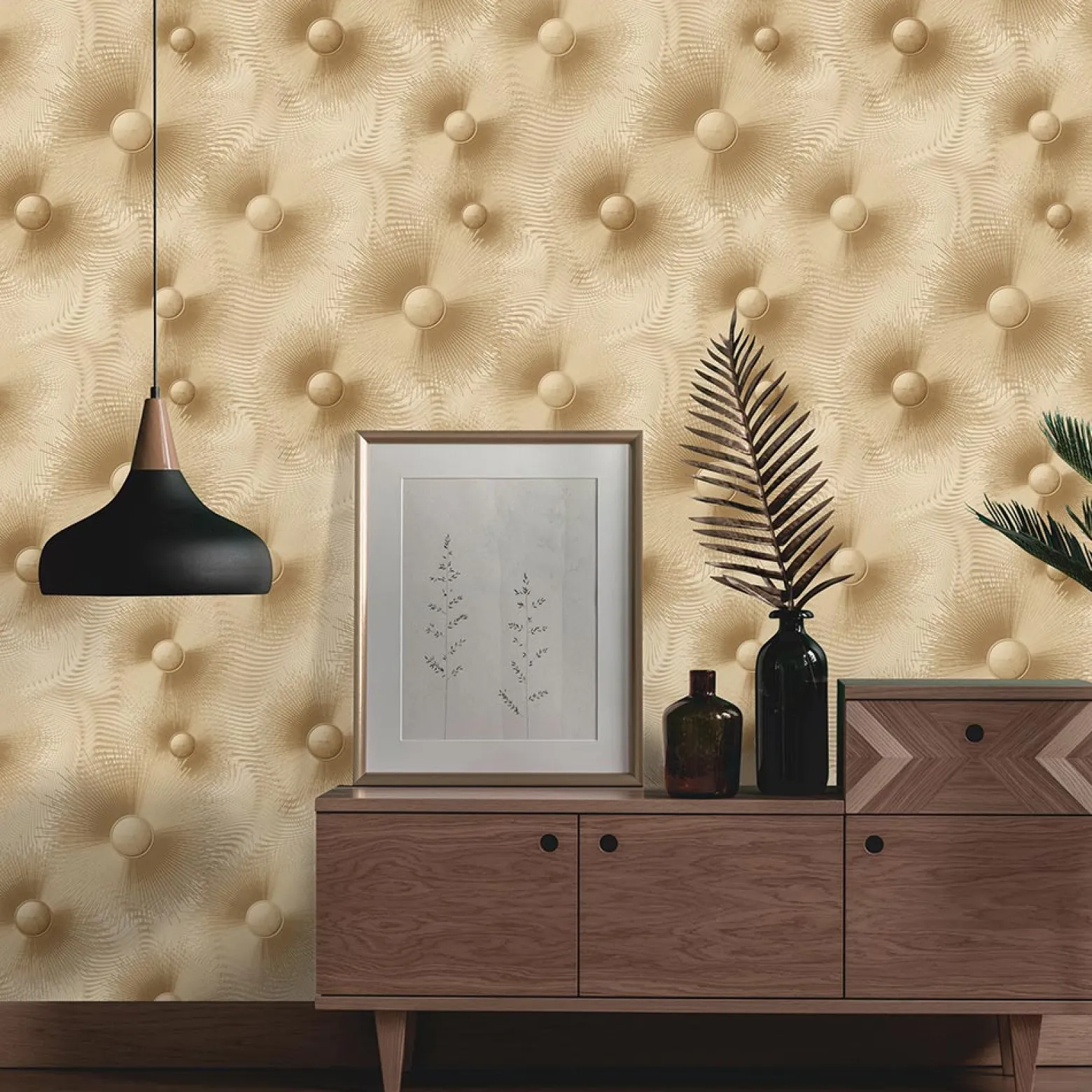 Vliestapete ELLE Sonne Kreise beige Metallic 10191-02