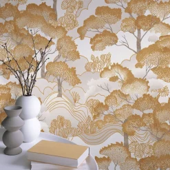 Vliestapete Elle Wald Creme Gold Metallic 10448-30