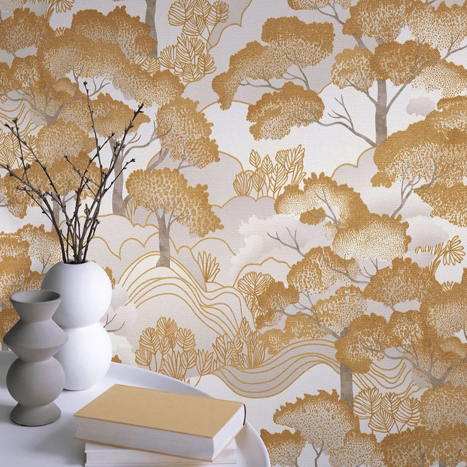 Vliestapete Elle Wald Creme Gold Metallic 10448-30