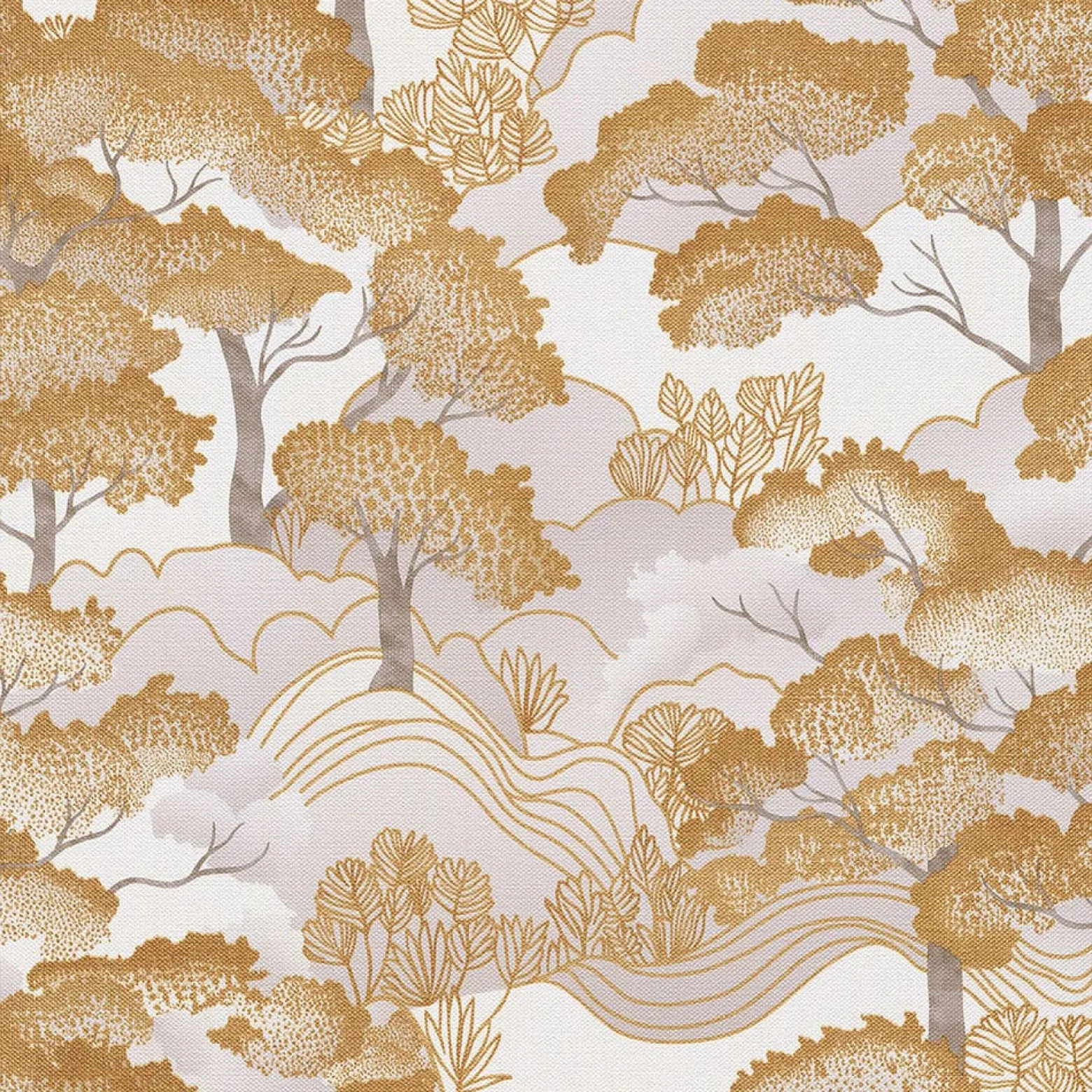 Vliestapete Elle Wald Creme Gold Metallic 10448-30