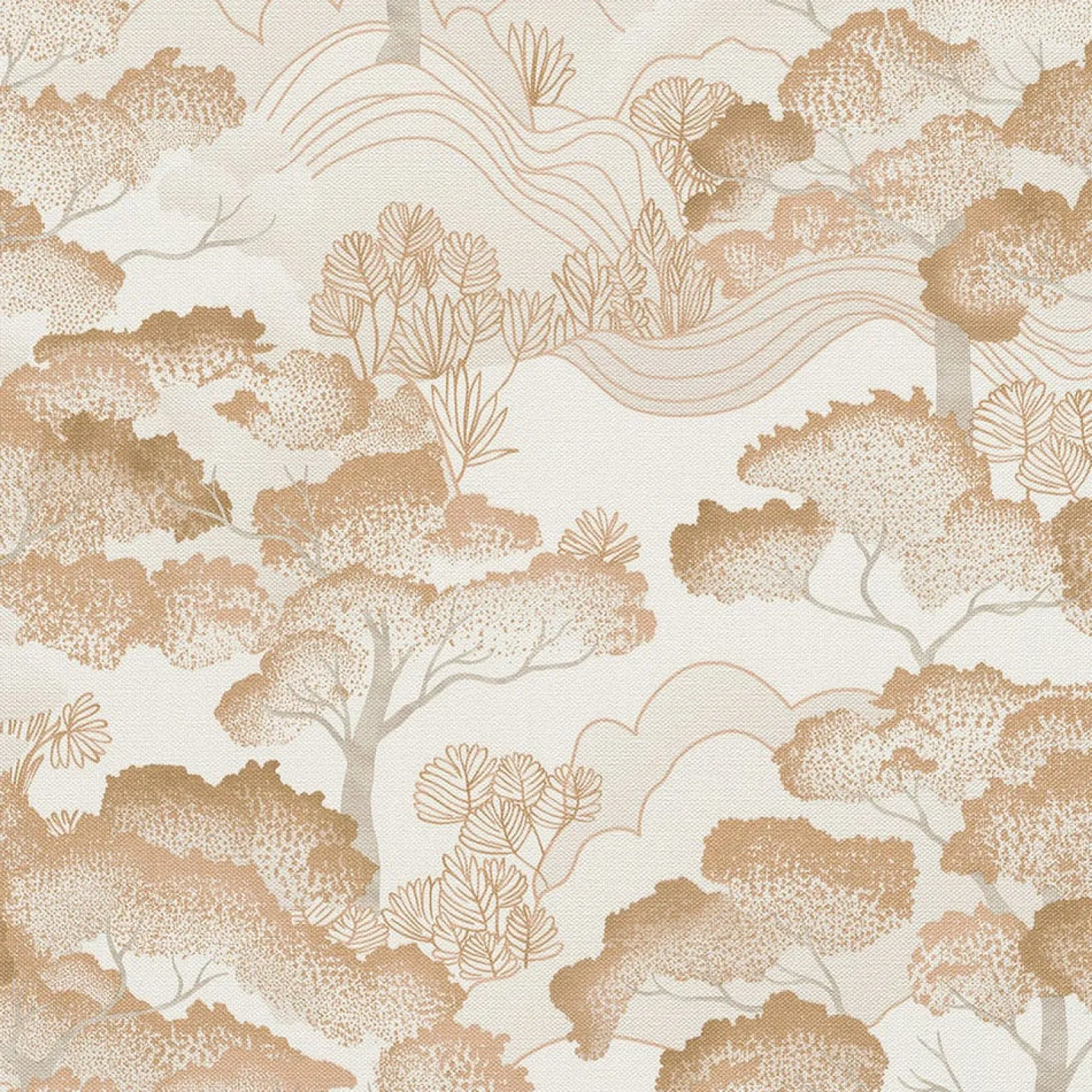Vliestapete Elle Wald Weiß Orange Glitzer 10448-13