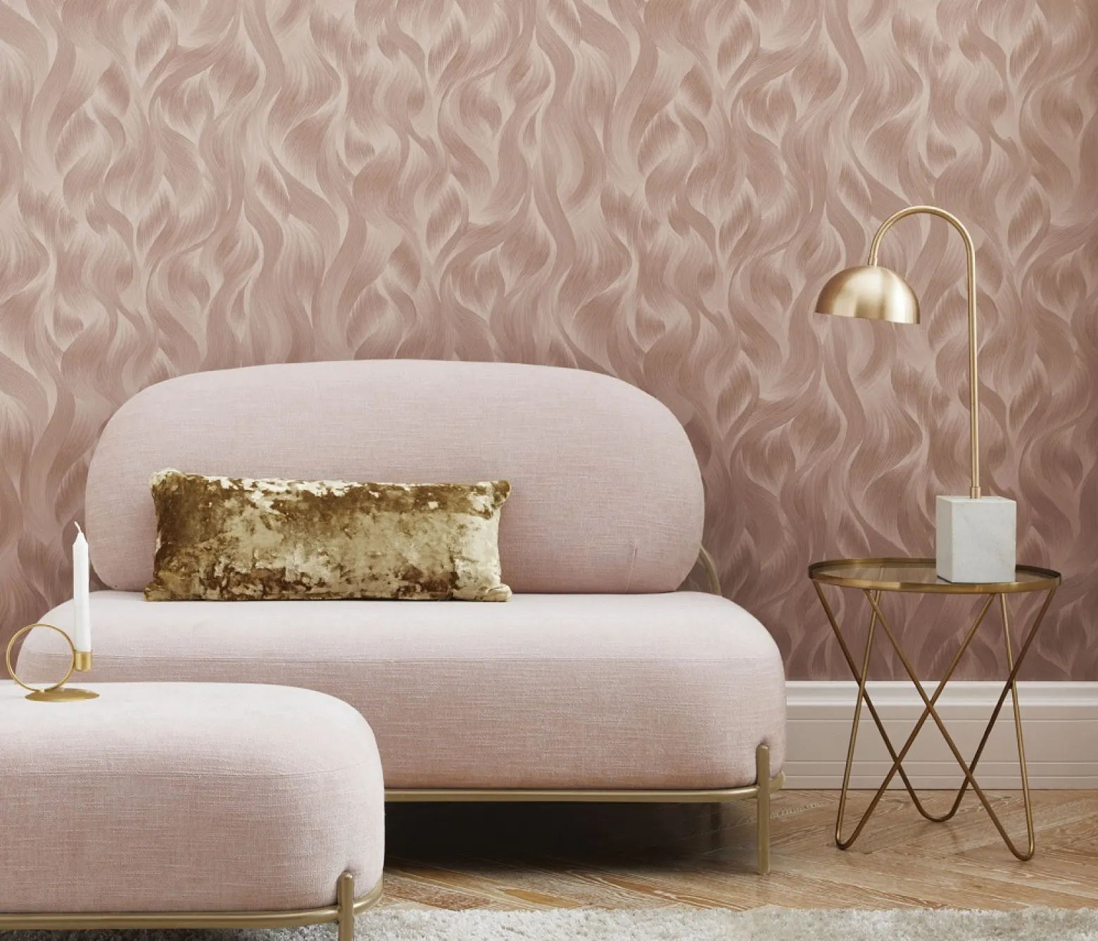 Vliestapete Elle Wellen-Muster rosa Glitzer 10151-05