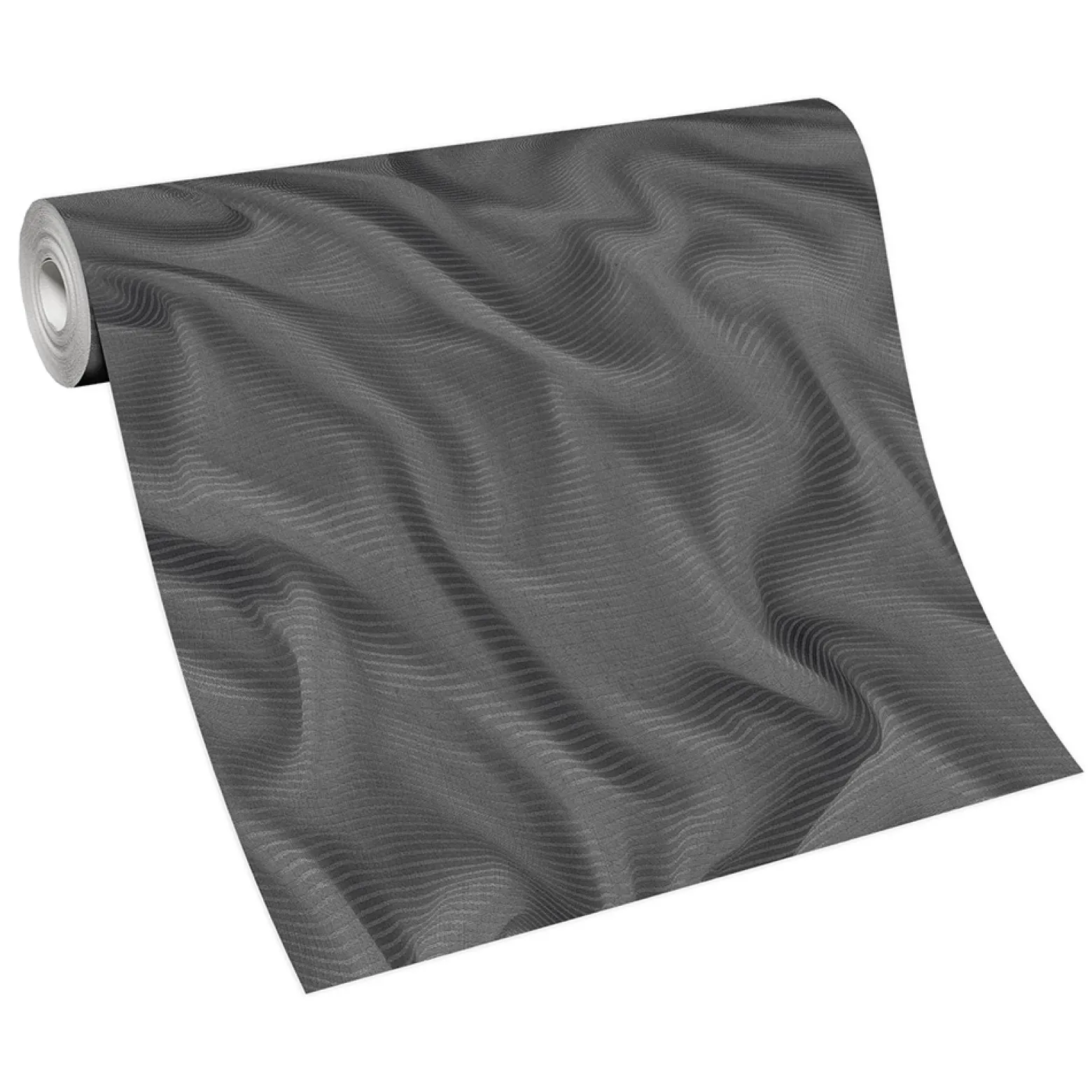 Vliestapete ELLE Wellen Seide anthrazit Metallic 10195-15